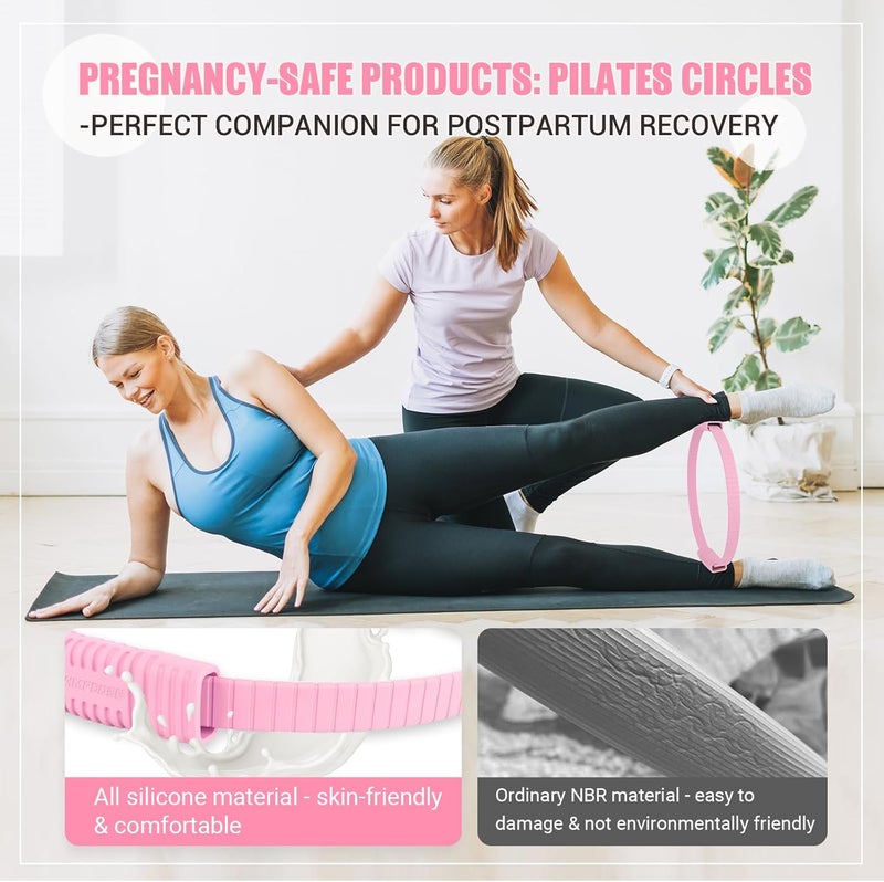 JHMFDDSB Pilates Ring Set, Pilates Essentials Kit with Pilates Ring and Ball, 3 Resistance Bands, Portable Bag & Training Poster, at Home Pilates Starter Workouts Equipment Kit for Women - Image 4